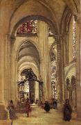 Corot Camille Interior of the Cathedral of sens Spain oil painting artist